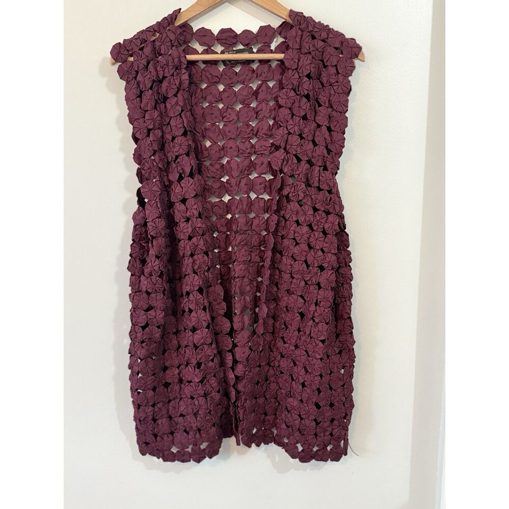 VTG RICO INTERNATIONAL Thailand Silk Yo-Yo-Vest Handmade 80s Burgundy One Size